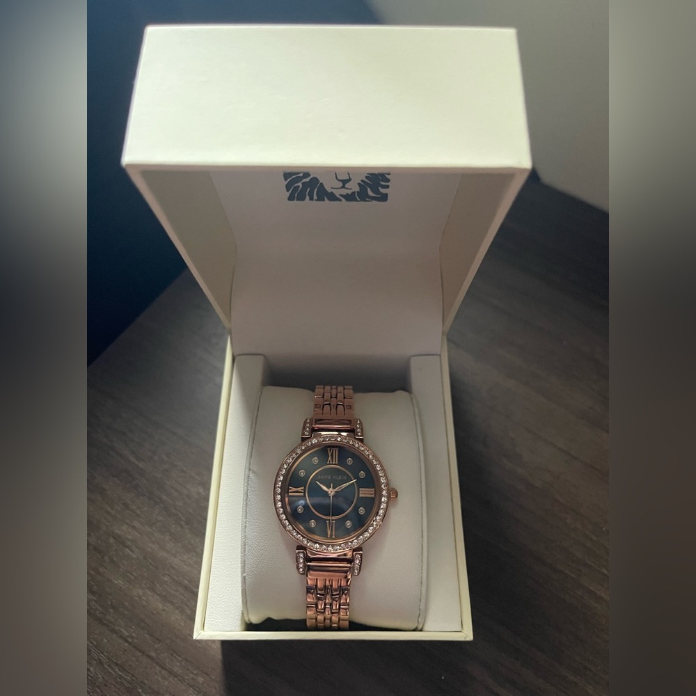 Anne Klein Rose Gold and Black Women's Watch